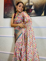Multi Shade Linen Sequined Saree