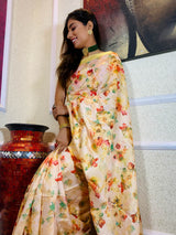 Pearl White Uppada Cotton Silk Saree