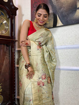 Olive Green Designer Banarasi Silk Saree