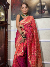 Carrot Red Katan Silk Patola Saree
