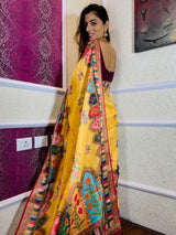 Tuscan Yellow Linen Sequined Saree