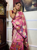 Magenta Pink Designer Banarasi Silk Saree