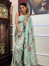 Sapphire Blue Designer Banarasi Silk Saree