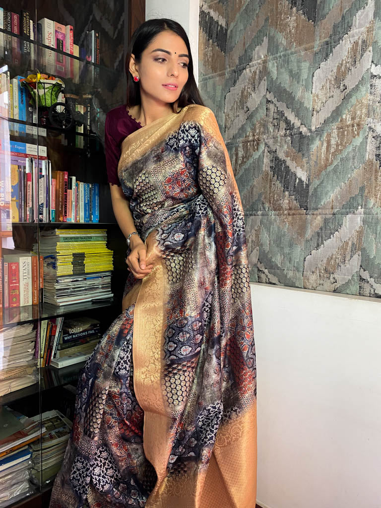 Berry Blue Uppada Cotton Silk Saree