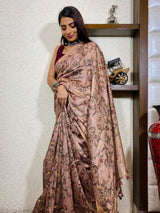 Sepia Brown Uppada Cotton Silk Saree