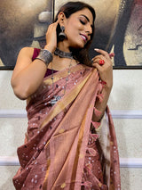 Mahogany brown Uppada Cotton Silk Saree