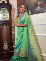 Parakeet Green Banarasi Silk Saree