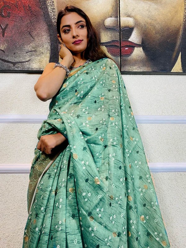 Teal Blue Uppada Cotton Silk Saree