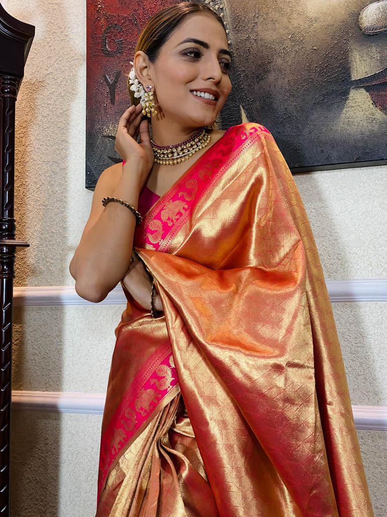 Queen Pink Banarasi Silk Saree