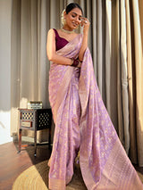 Lavender Purple Banarasi Uppada Silk Saree