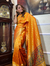 Mustard Yellow Banarasi Silk Saree