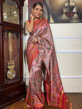 Onion Pink Kalamkari Tussar Silk Saree