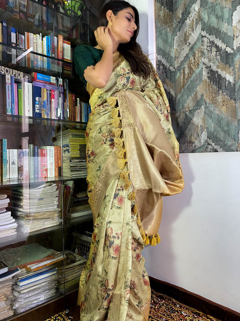 Fern Green Uppada Cotton Silk Saree