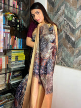Berry Blue Uppada Cotton Silk Saree