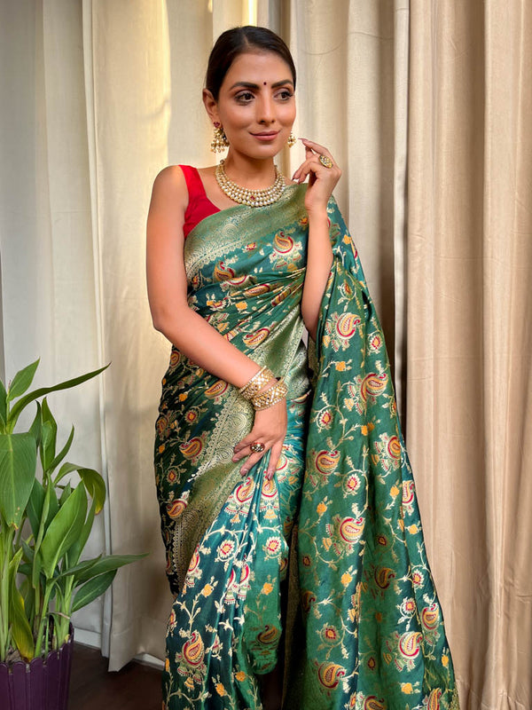 Deep Sea Green Banarasi Uppada Silk Saree