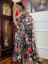Spruce Blue Designer Banarasi Silk Saree