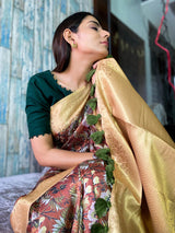 Caramel Brown Uppada Cotton Silk Saree