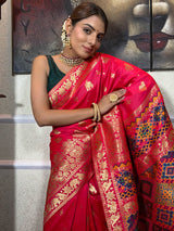 Queen Pink Banarasi Patola Silk Saree