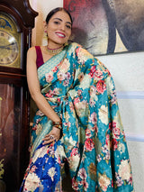 Ocean Navy Blue Designer Banarasi Silk Saree