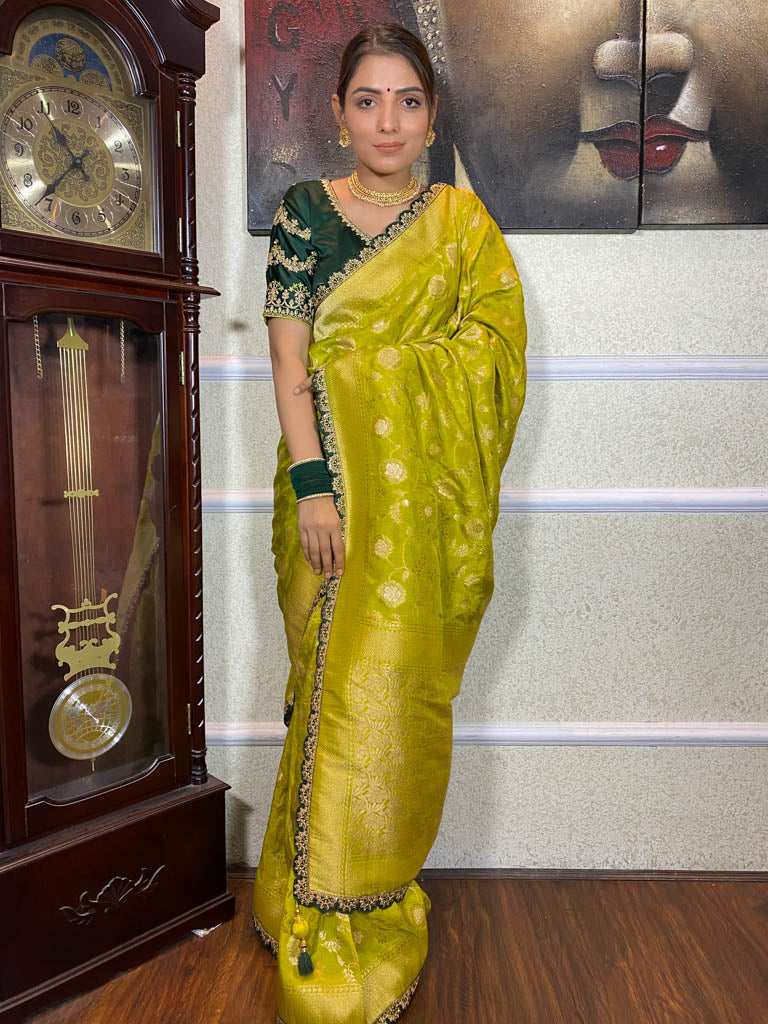 Baby Mehendi Banarasi Uppada Silk Saree