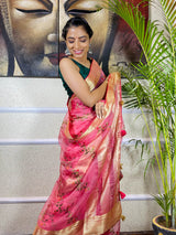 Fuchsia Pink Organza Silk Saree