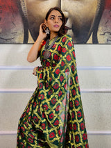 Bottle Green Georgette Bandhej Saree