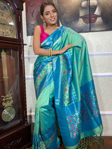 Teal Green Patola Silk Saree