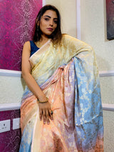 Multi Shade Hand Dyed Banarasi Silk Saree