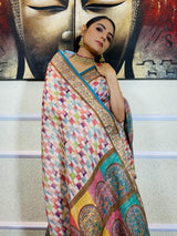 Multi Shade Linen Sequined Saree