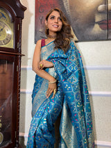 Cerulean Blue Katan Silk Patola Saree