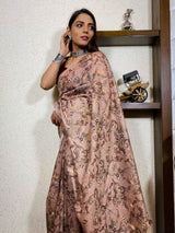 Sepia Brown Uppada Cotton Silk Saree