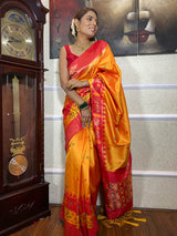 Mustard Yellow Patola Silk Saree