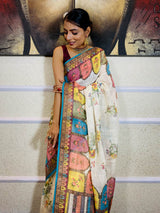 Daisy White Linen Sequined Saree