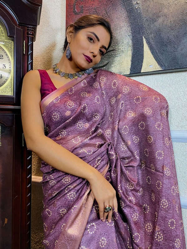 Sangria Purple Uppada Cotton Silk Saree
