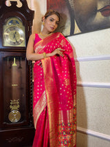 Queen Pink Banarasi Patola Silk Saree