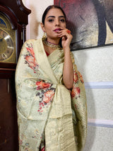 Olive Green Designer Banarasi Silk Saree