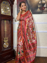 Off White Patola Tussar Silk Saree