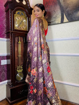 Mauve Violet Designer Banarasi Silk Saree