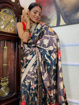 Spruce Blue Designer Banarasi Silk Saree