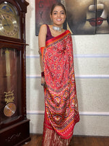 Carrot Red Mulberry Silk Patola Saree