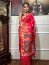 Queen Pink Banarasi Patola Silk Saree