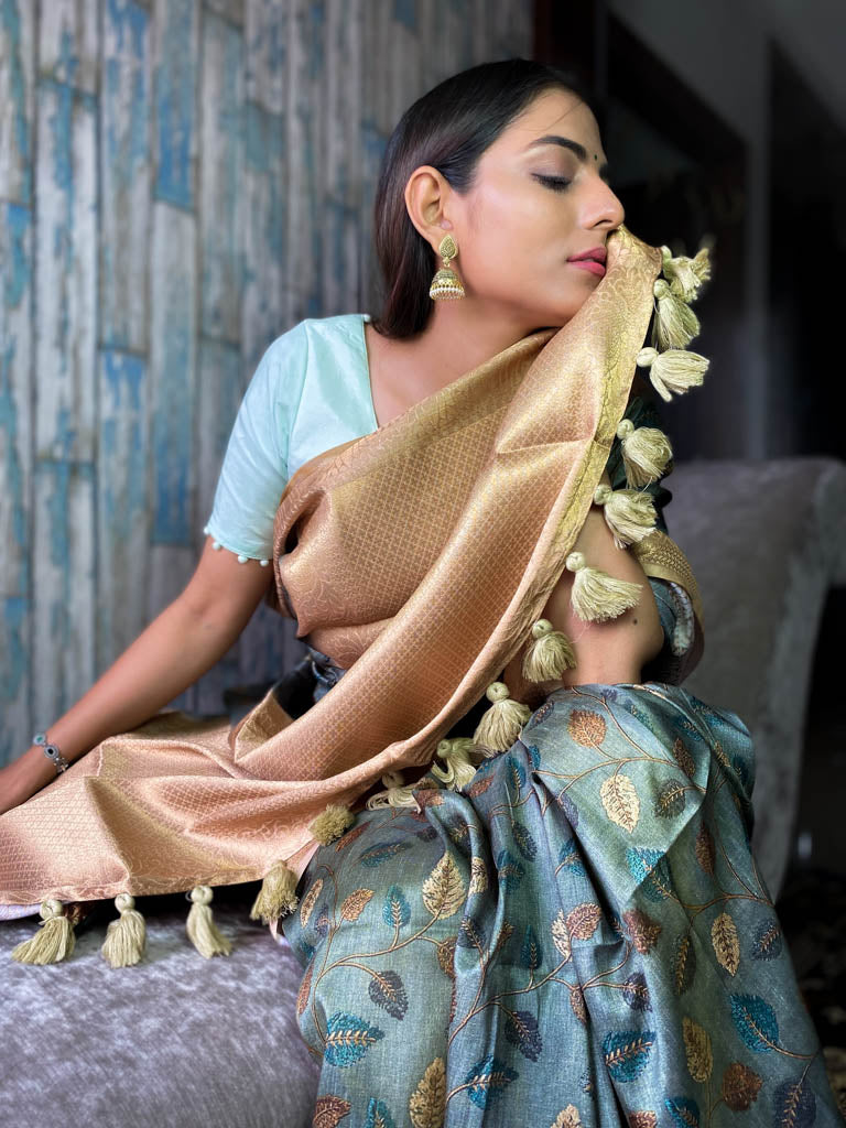 Sacramento Green Uppada Cotton Silk Saree