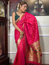 Queen Pink Paithani Silk Saree
