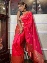 Punch Pink Banarasi Silk Saree