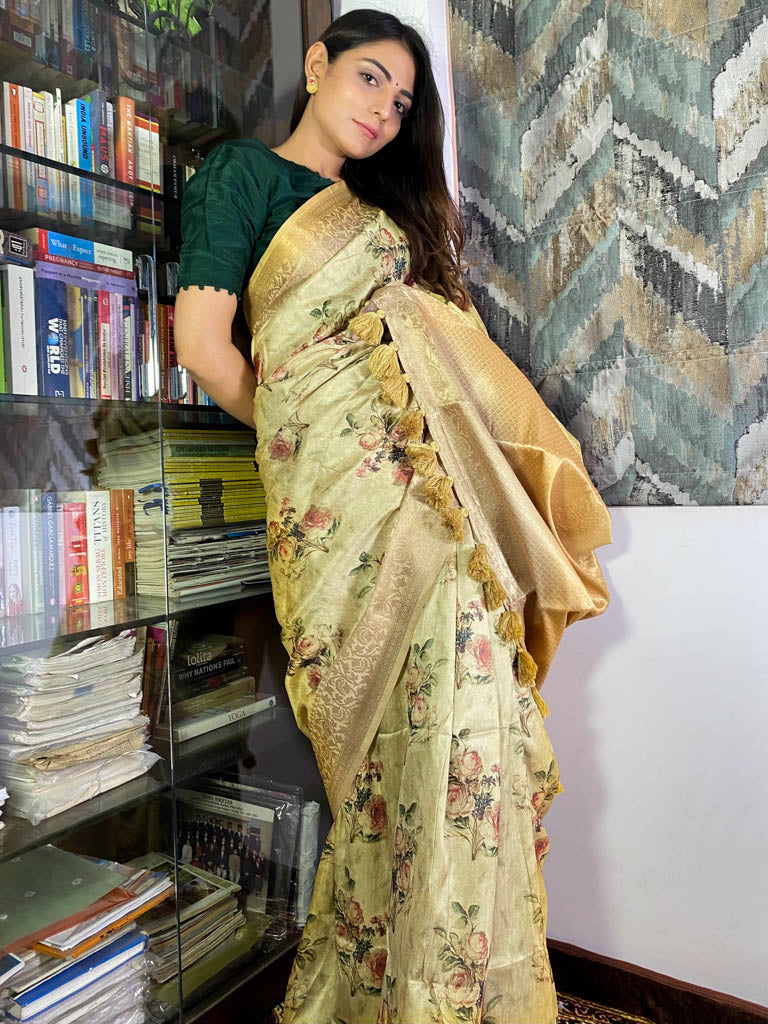 Fern Green Uppada Cotton Silk Saree
