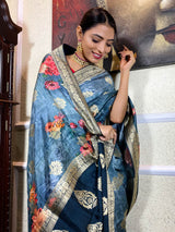 Azure Blue Designer Banarasi Silk Saree