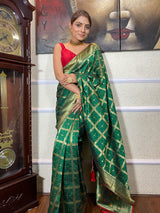 Pine Green Banarasi Silk Ghatchola Saree