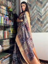 Berry Blue Uppada Cotton Silk Saree