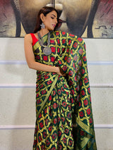 Bottle Green Georgette Bandhej Saree