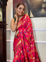 Queen Pink Banarasi Silk Saree